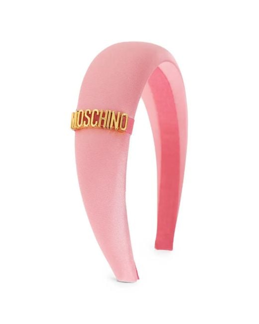 Moschino Pink Logo-Plaque Padded Headband
