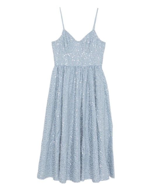 Sandro Blue Sequined Midi Dress