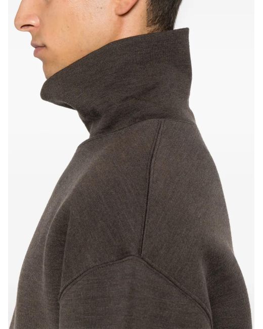 Lemaire Brown Mock Neck Sweatshirt for men