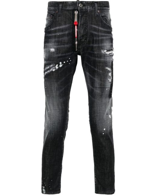 DSquared² Skater Mid Waist Skinny Jeans in het Black voor heren