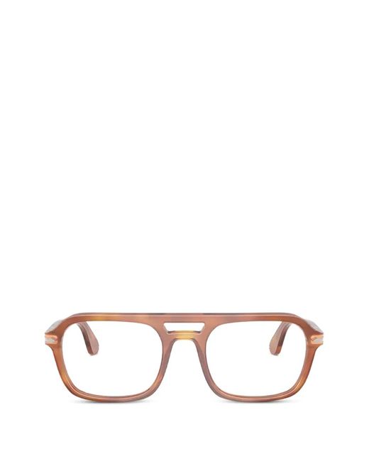 Persol Brown Geometric-Frame Glasses