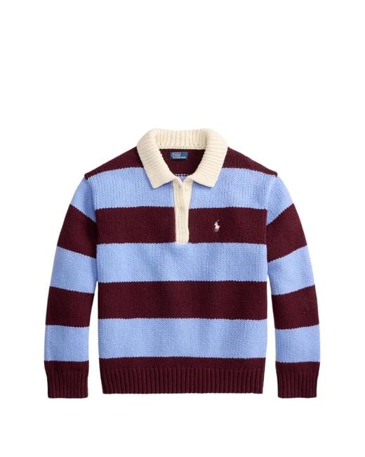 Polo Ralph Lauren Red Striped Rugby Polo Sweater