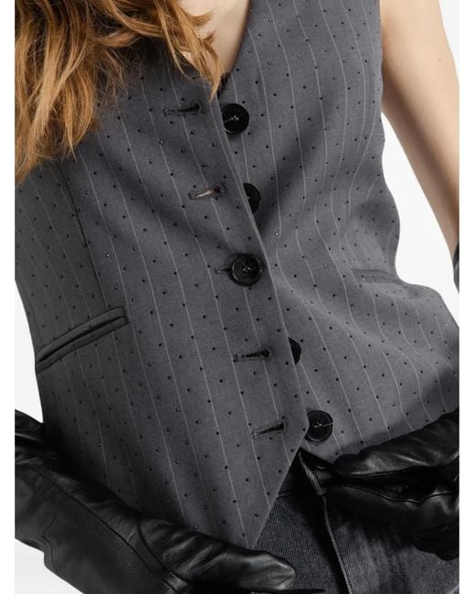 Gaelle Paris Gray Pinstripe Buttoned Jacket