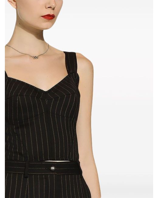 Haut corset en laine à fines rayures Dolce & Gabbana en coloris Black