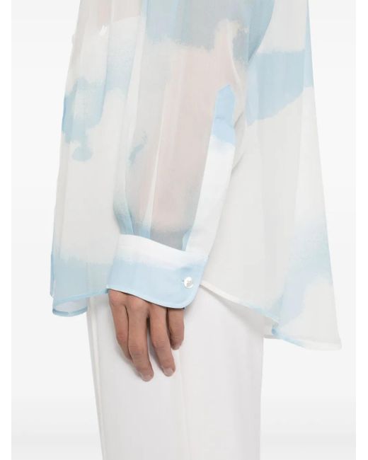 Moschino Blue Graphic-Print Shirt for men