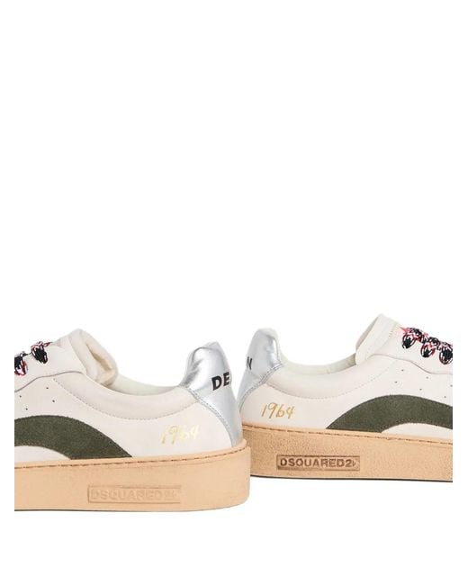 DSquared² White Rider Distressed-Effect Panelled Sneakers for men