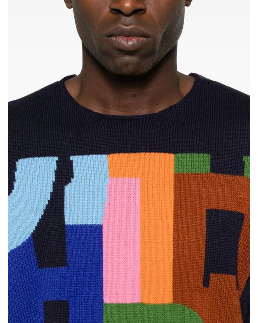 Jersey De Punto De Intarsia Comme des Garçons de hombre de color Blue