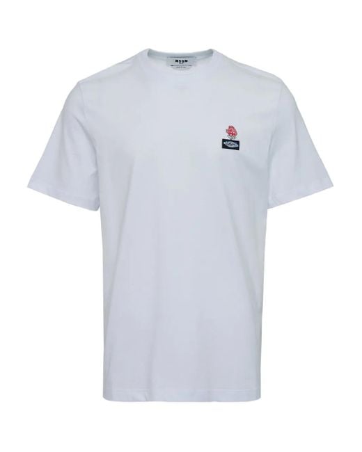 MSGM White Printed T-Shirt for men