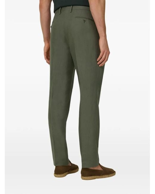 Boggi Green Pleated Tailored Trousers for men