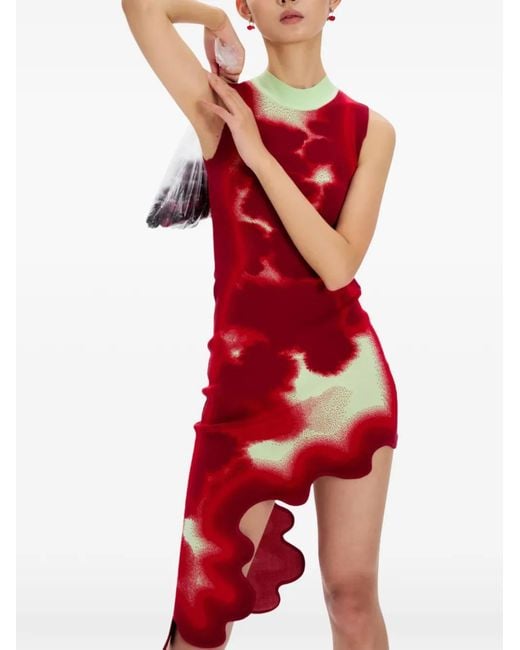 Ph5 Red Tie-Dye Midi Dress