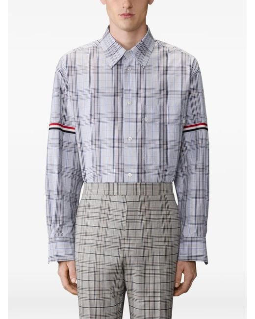 Thom Browne Blue Plaid-Patterned Shirt for men