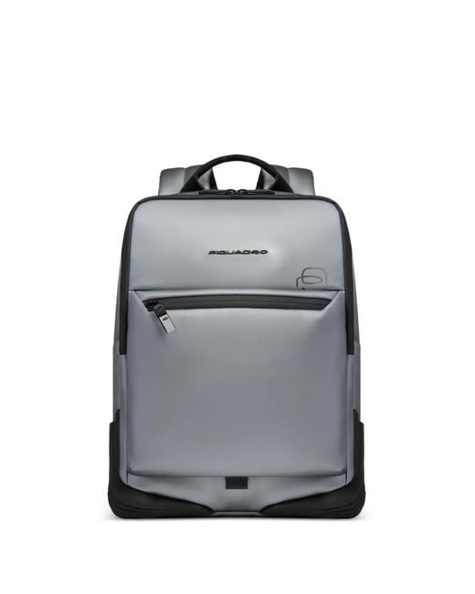 Piquadro Gray Water-Resistant Logo-Print Backpack for men