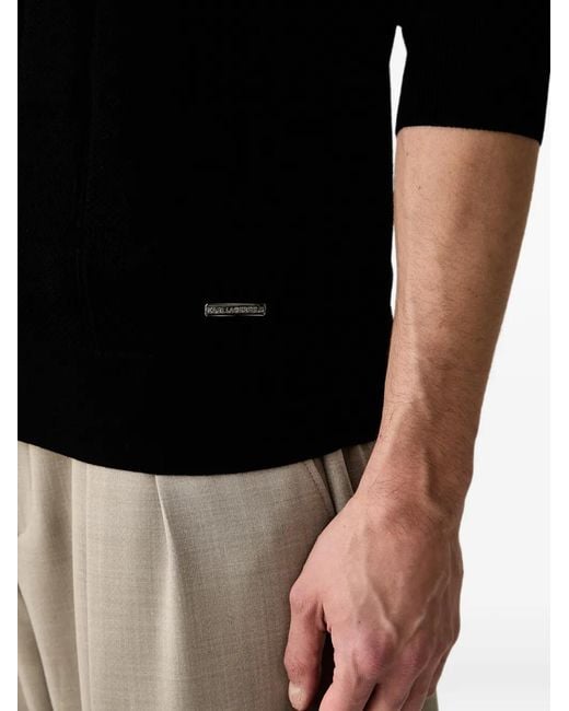 Karl Lagerfeld Black Textured-Knit Sweater for men