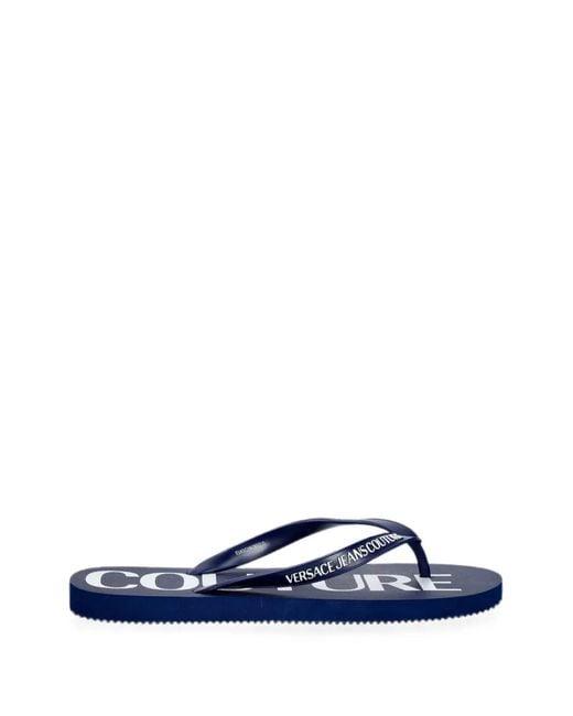 Versace Jeans Couture Blue Logo-Print Flip Flops for men