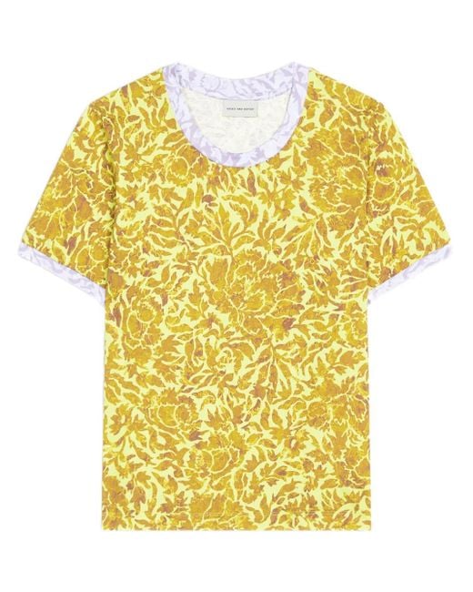 Camiseta estampada Dries Van Noten de color Yellow