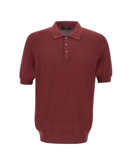 Gran Sasso Red Honeycomb Cotton Polo Shirt for men