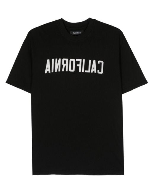 NAHMIAS Black Slogan-print Cotton T-shirt for men