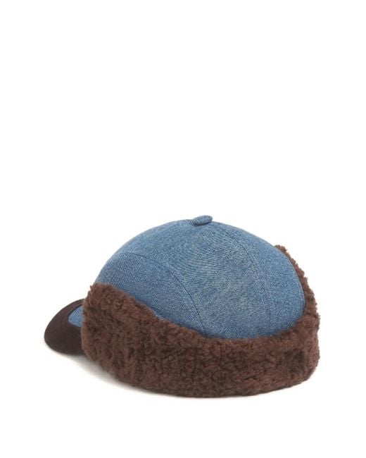 Marni Blue Denim Ear-Flap Baseball Cap for men