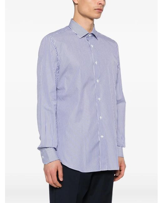 Mazzarelli Purple Striped Button Shirt for men