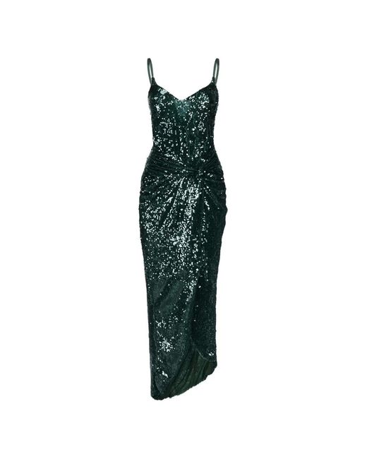 The Archivia Green Long Sea Sequin-Embellished Draped Dress