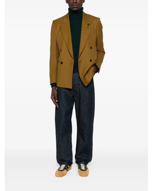 Lardini Natural Double-Breasted Peak-Lapel Blazer for men
