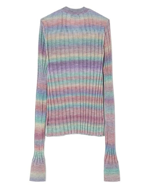 Re/done Blue Ribbed-Knit Wool Cardigan