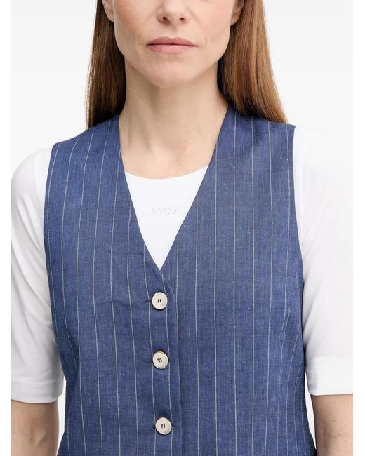 La Petite Francaise Blue Gwen Pinstripe Button Waistcoat