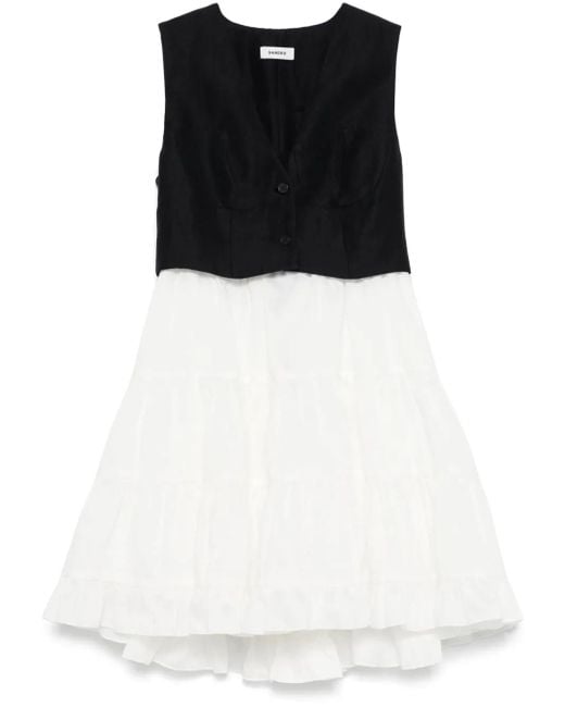 Sandro コントラスト ミニドレス Black