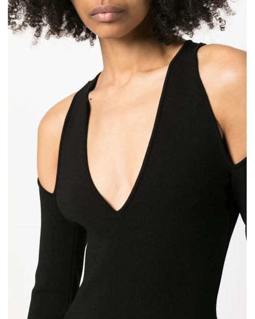 Nissa Black Cold-Shoulder Mini Dress