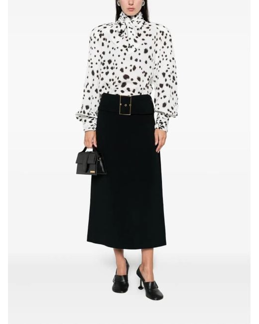 ROWEN ROSE White Dalmatian-Pattern Blouse