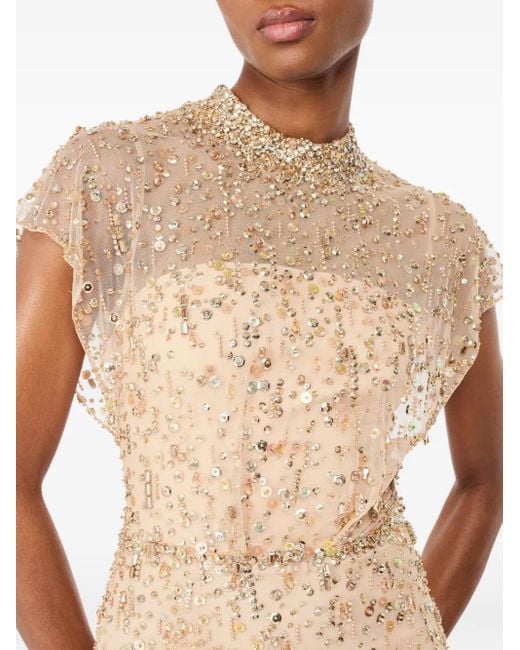 Robe Ornée De Cristaux À Col Montant Jenny Packham en coloris Natural