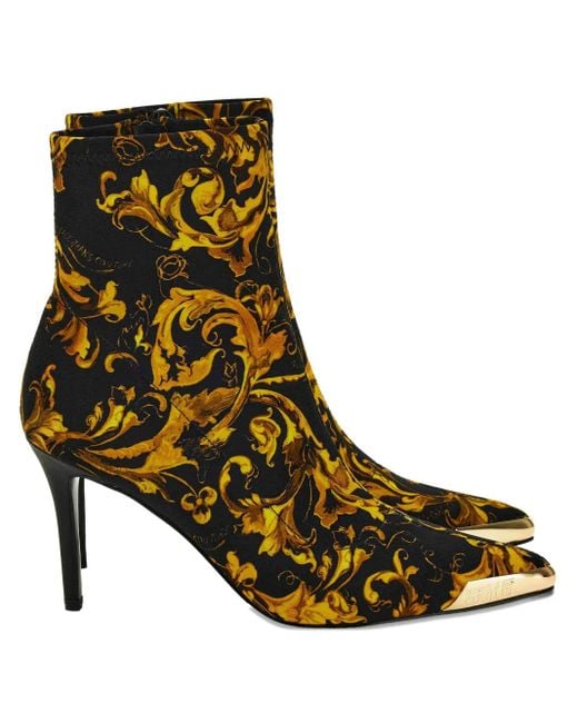 Versace Jeans Couture Brown 90Mm Baroque-Print Stiletto Boots