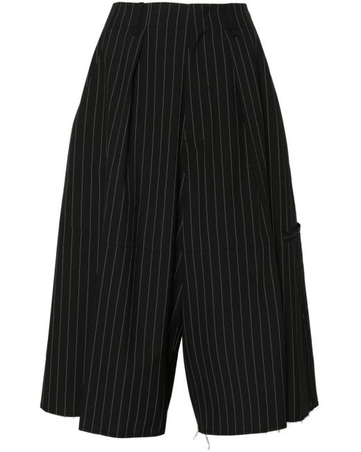 MM6 by Maison Martin Margiela Black Pinstripe-pattern Wide-leg Shorts
