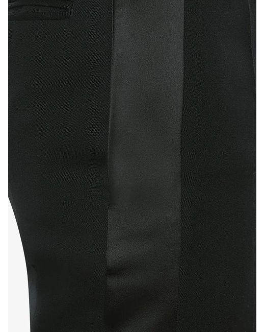 McQueen Black Tailored Satin-Panel Trousers for men