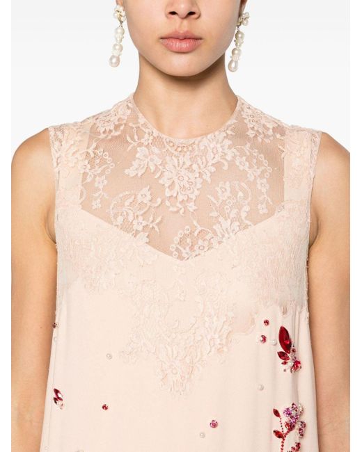 Erdem Pink Lace-panelled Slip Dress