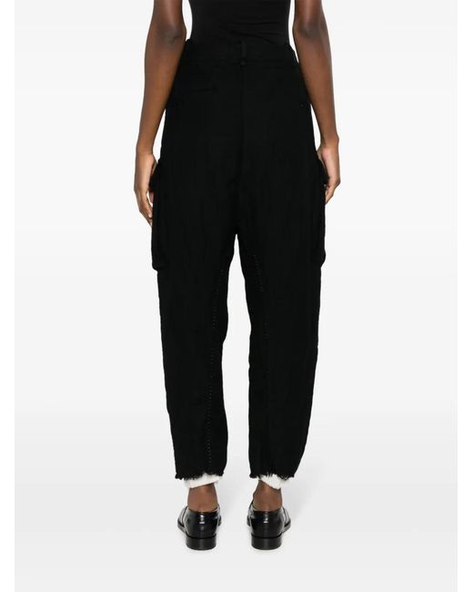 Masnada Black Cropped Cargo Trousers