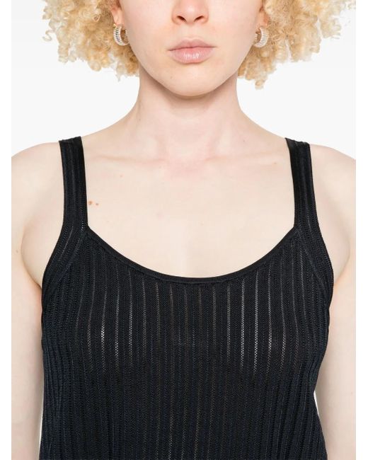 Boss Geribbelde Tanktop in het Black