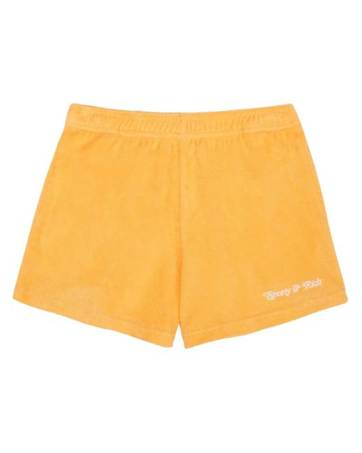 Sporty & Rich Yellow Ny Tennis Club Cotton Shorts