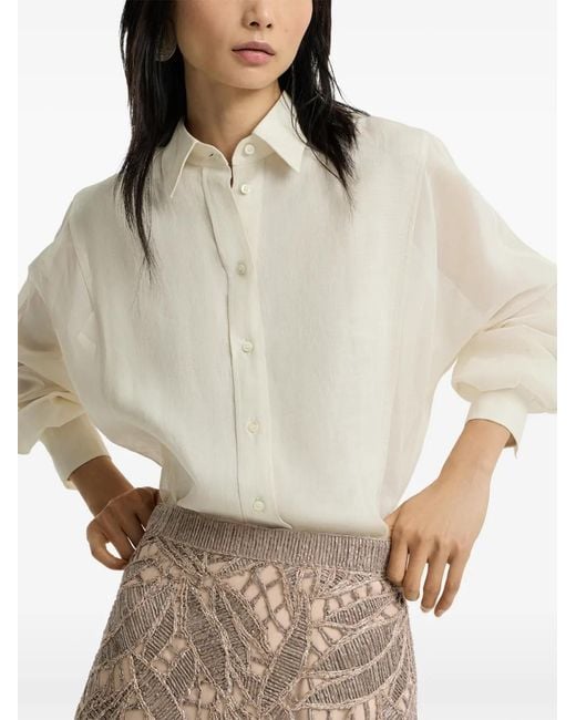 Brunello Cucinelli White Linen And Cotton Organza Shirt