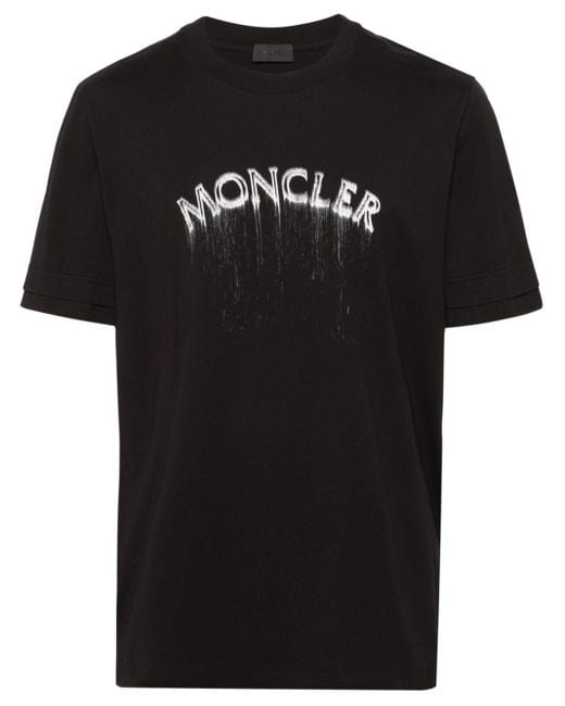 T-shirt en jersey à imprimé logo Moncler pour homme en coloris Black