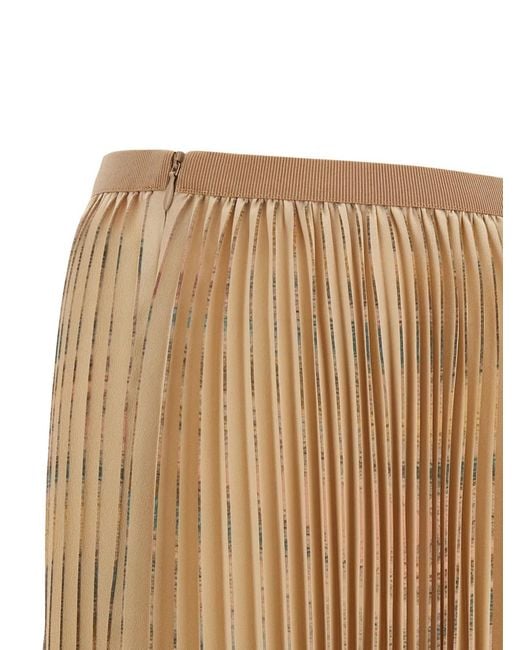 Fabiana Filippi Natural Pleated Print Skirt