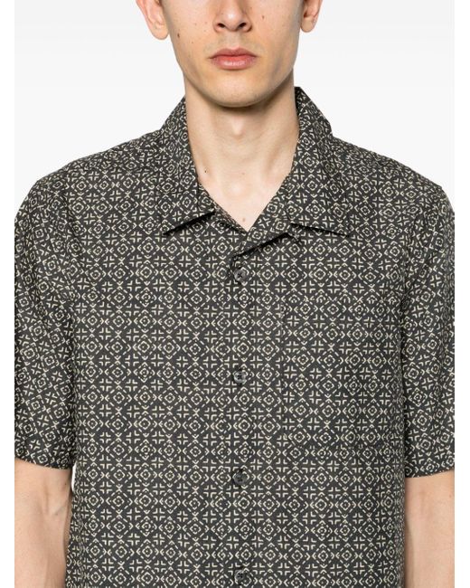 C P Company Gray Baja-print Cotton Shirt for men