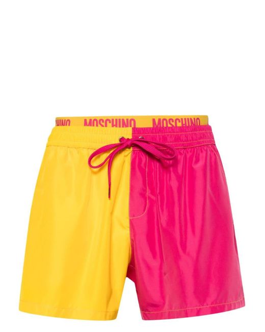 Moschino Pink Colourblock Swim Shorts for men