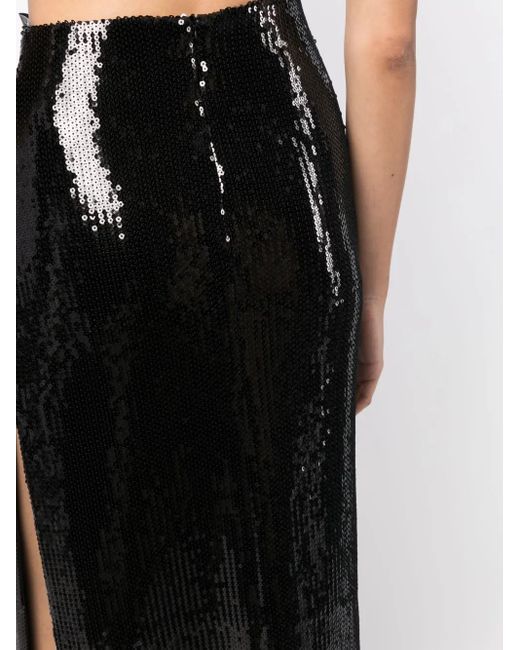 Galvan Black Sequin-Embellished Maxi Skirt