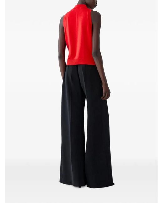 Carolina Herrera Red Sleeveless Mock-Neck Top