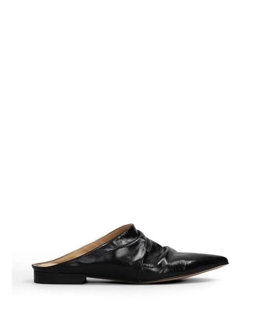 Alchimia Black Ruched Pointed-Toe Mules