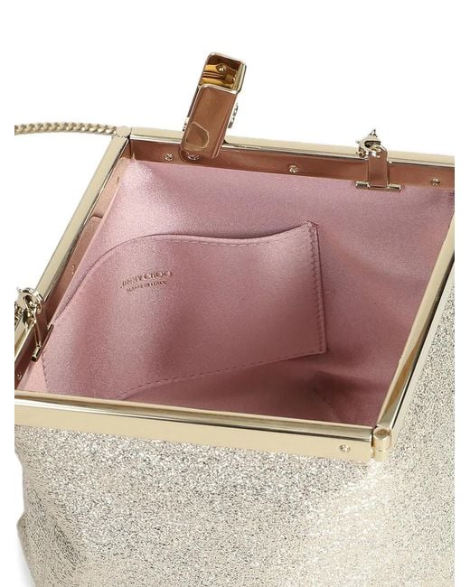 Jimmy Choo White Ganache Glitter-Effect Frame Clutch Bag