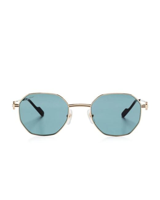 Cartier Blue Octagonal-Frame Sunglasses