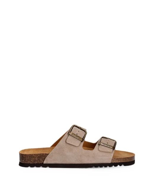 Scholl Brown Arizona Double-Strap Buckle Sandals for men