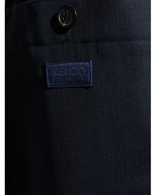 KENZO Blue Drawstring Tapered Trousers for men